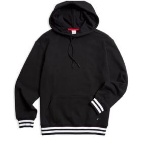 Tomboy X French Terry Pullover Hoodie LC - Black with Striped Rib